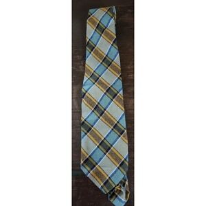 Vintage Nethy Product Tartan Print Made In Scotland Wool Tie Preppy Grandpa Blue
